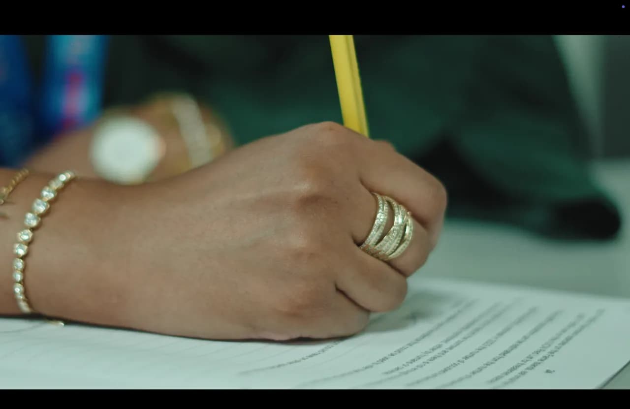 A candidate writing an Eduqas English exam at Excel Tutors