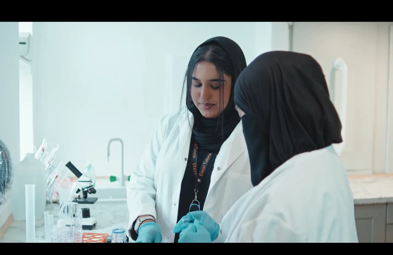 A-Level science students working in the on-site laboratory at Excel Tutors Whitechapel